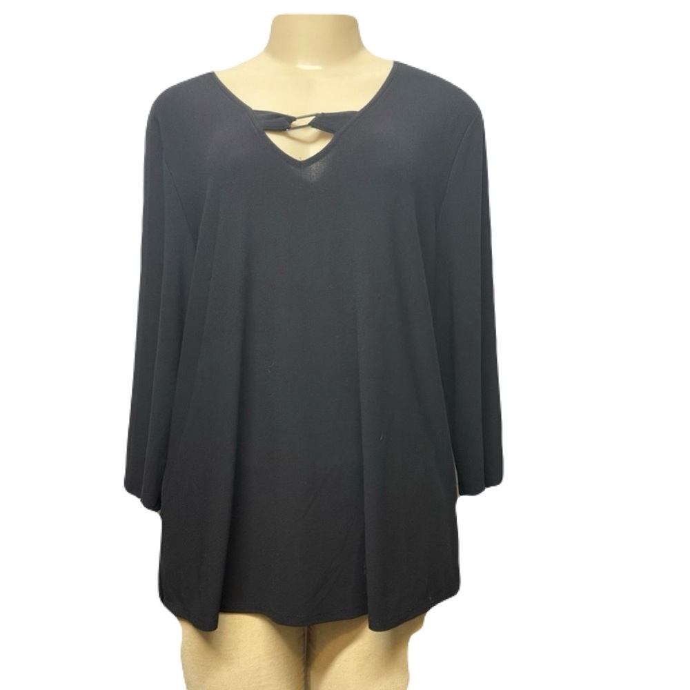 Alfani Black Cut Out 3/4 Sleeve Tunic